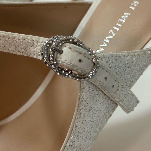Women’s 9 Stuart Weitzman crystal buckle 75 glitter heeled mule - Picture 10 of 12